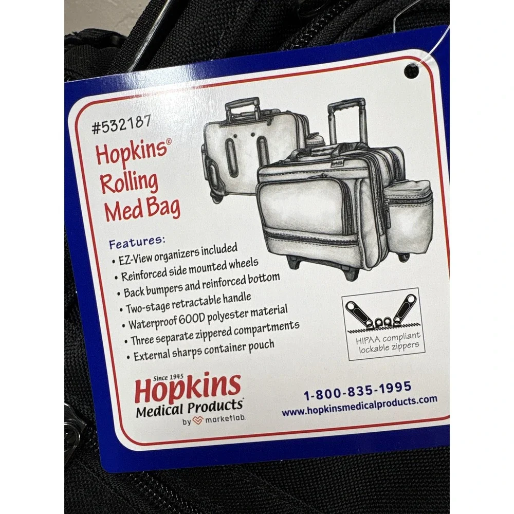 Hopkins Medical Products Rolling Med Bag with EZ-View: Waterproof, Black